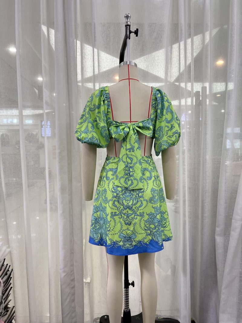 Vacation Floral Print  Summer Tight Waist A line Dress for Women - Image 4