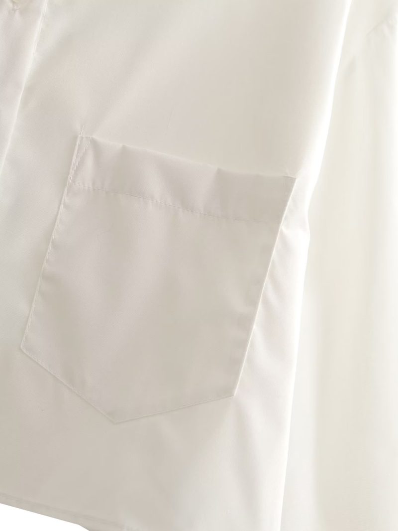 Women Collared Single Breasted Loose Hem Irregular Asymmetric Niche Sexy Shirt High Waist Short Super Cropped Small Shirt Top - Image 6