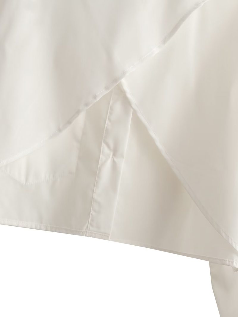Women Collared Single Breasted Loose Hem Irregular Asymmetric Niche Sexy Shirt High Waist Short Super Cropped Small Shirt Top - Image 10