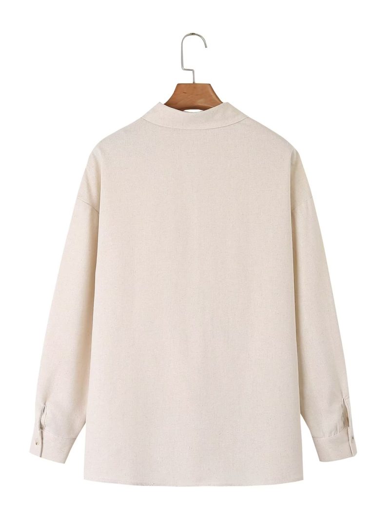 Casual Loose All Match Solid Color Shirt Women Top Shirt Spring Autumn - Image 2