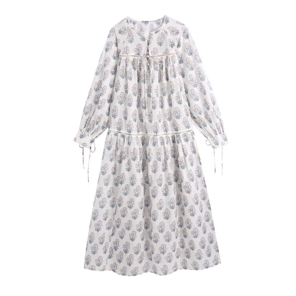 Sweet French Floral Dress Long Fairy Early Spring Niche Tea Break Dress - Image 2