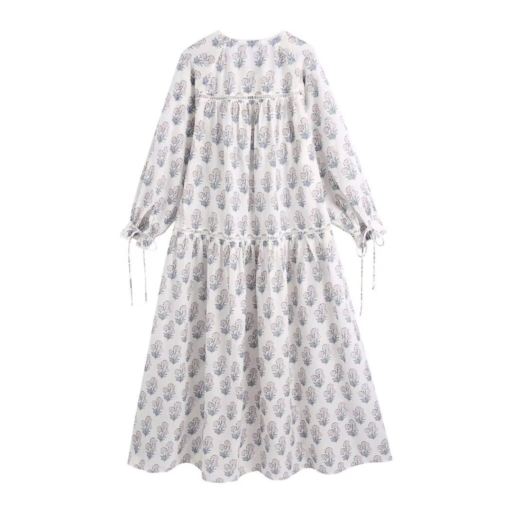 Sweet French Floral Dress Long Fairy Early Spring Niche Tea Break Dress - Image 3