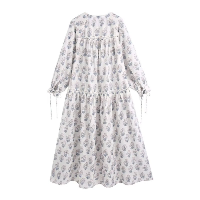 Sweet French Floral Dress Long Fairy Early Spring Niche Tea Break Dress - Image 3