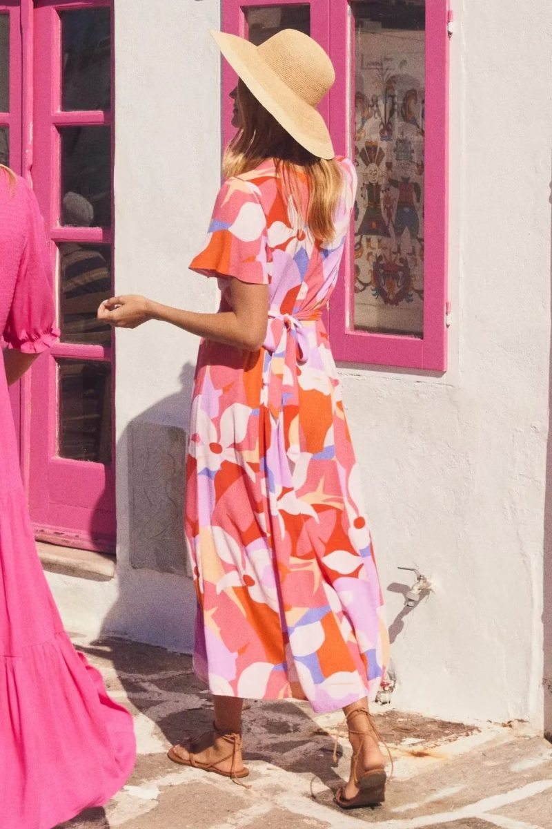 Women Summer Printed Bohemian Sleeveless Ruffled Shirt  Dress - Image 2