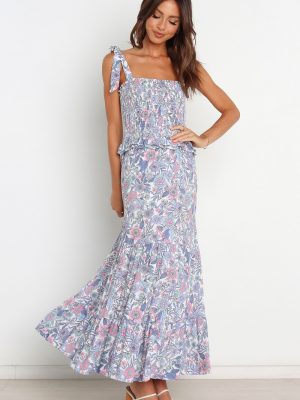 Women  Summer New Sexy Sling Strap Printed Dress Long Dress