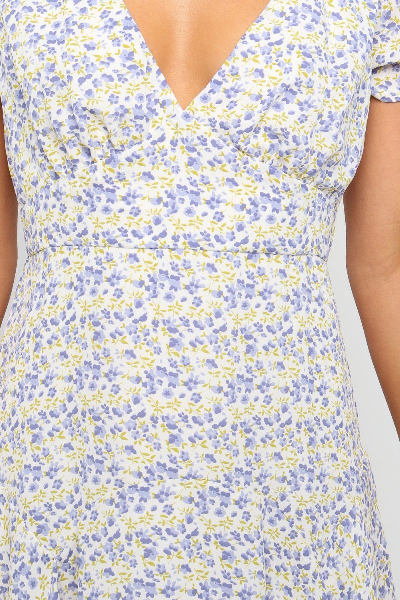 Women Summer New Sexy Deep V Large Swing Short Sleeve Printed Dress - Image 5