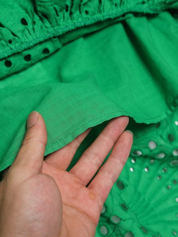 Women Clothing   Embroidered Laminated Decoration Green Skirt - Image 9