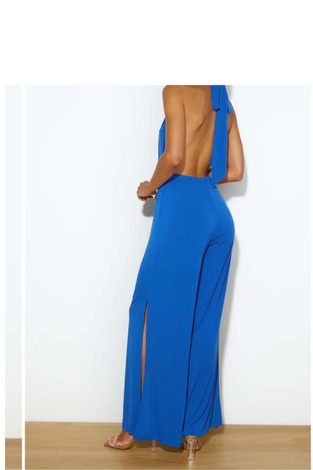Women Clothing for Women Solid Color Backless Lace up Jumpsuit - Image 3