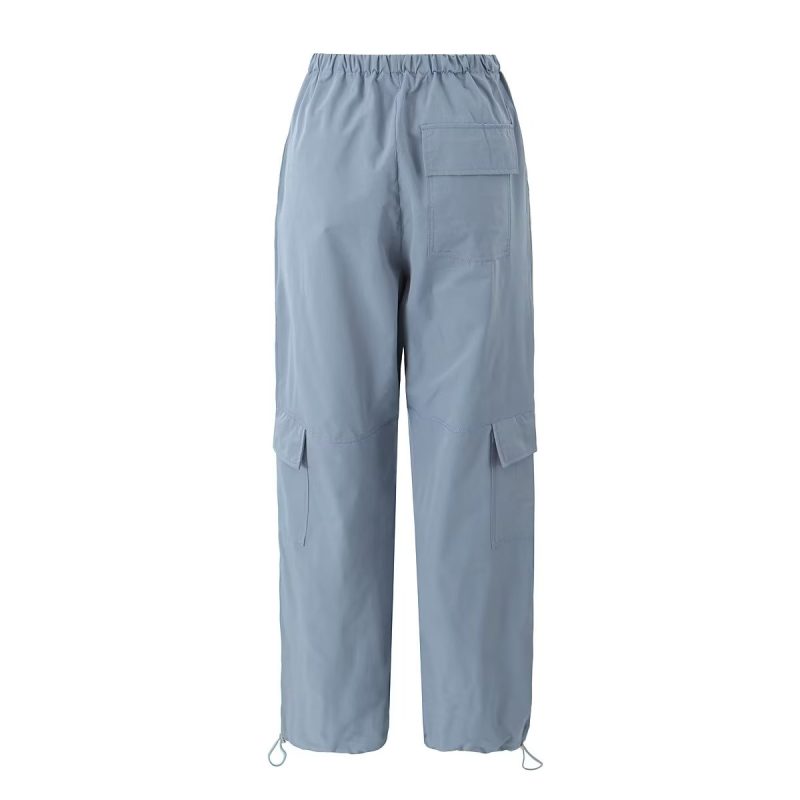 Women Mid Length Overalls Ankle Strap Elastic Waist Casual Pants - Image 3
