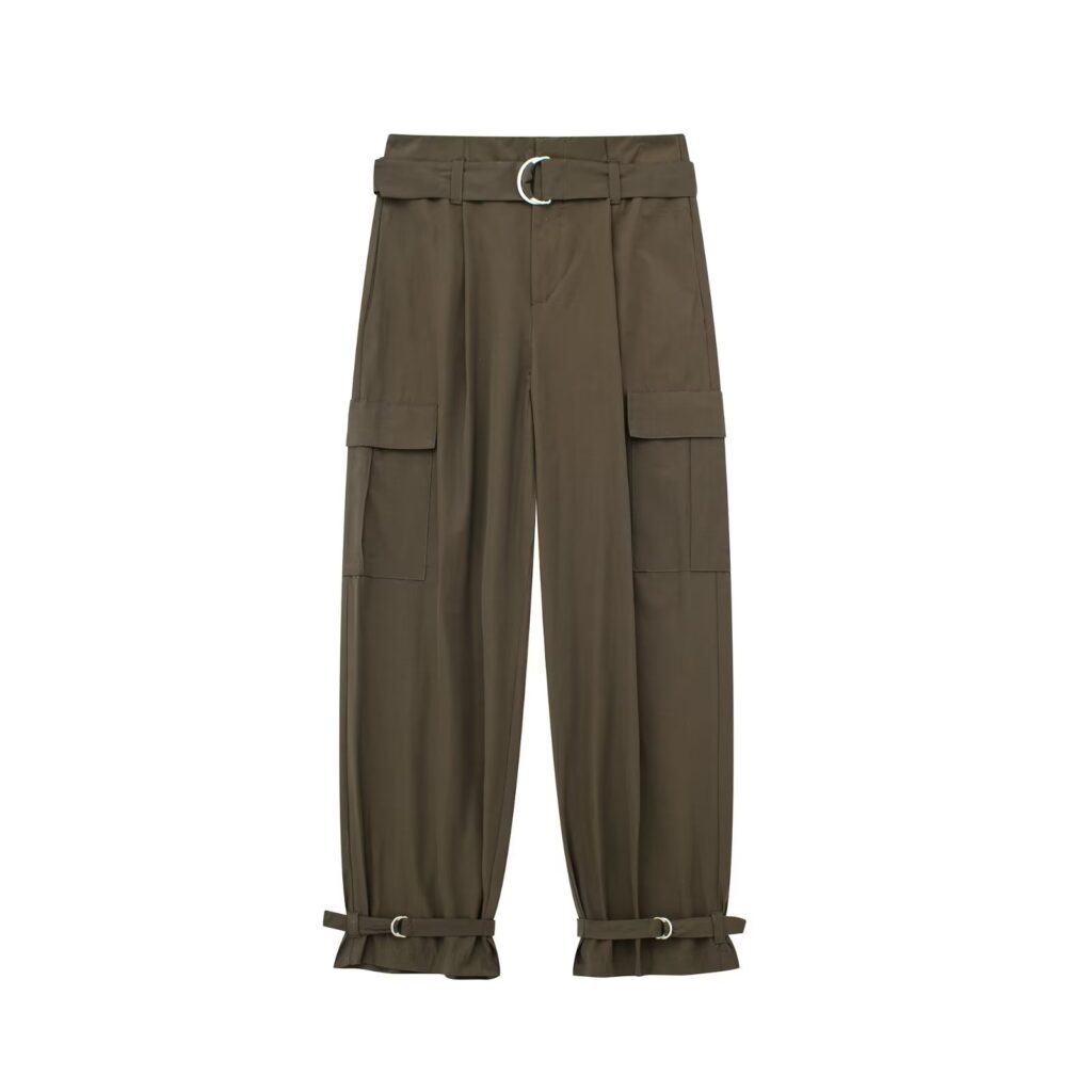 Summer Women Clothing Commuting Army Green Straight Cargo Pants - Image 2