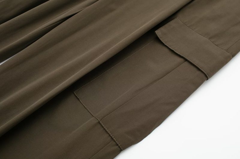 Summer Women Clothing Commuting Army Green Straight Cargo Pants - Image 5