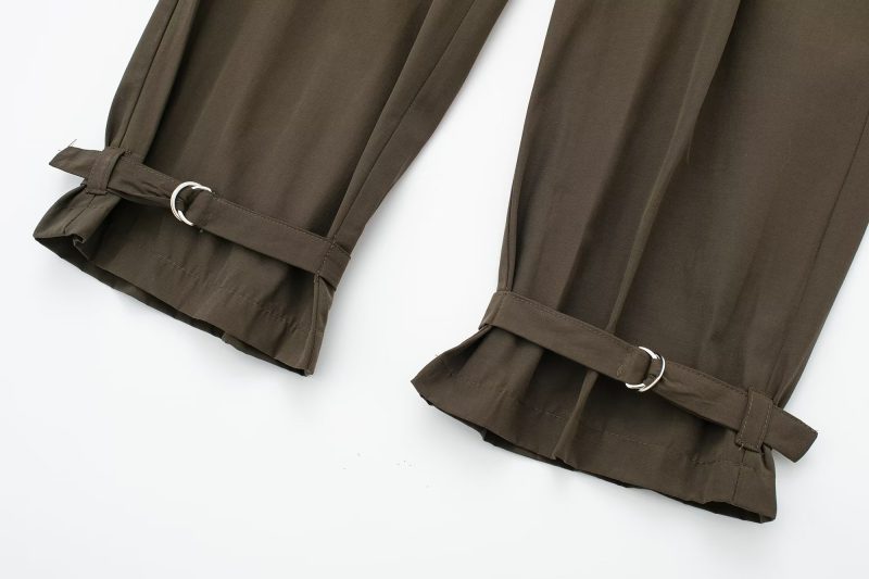 Summer Women Clothing Commuting Army Green Straight Cargo Pants - Image 6