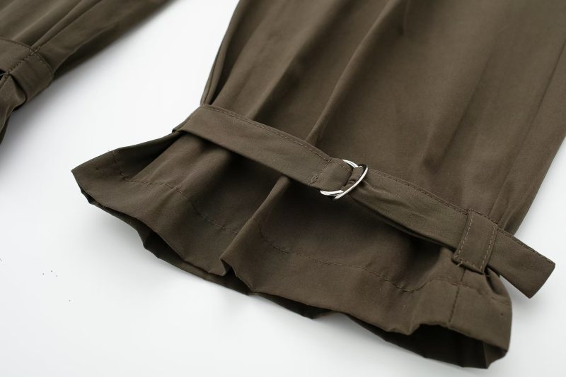 Summer Women Clothing Commuting Army Green Straight Cargo Pants - Image 7