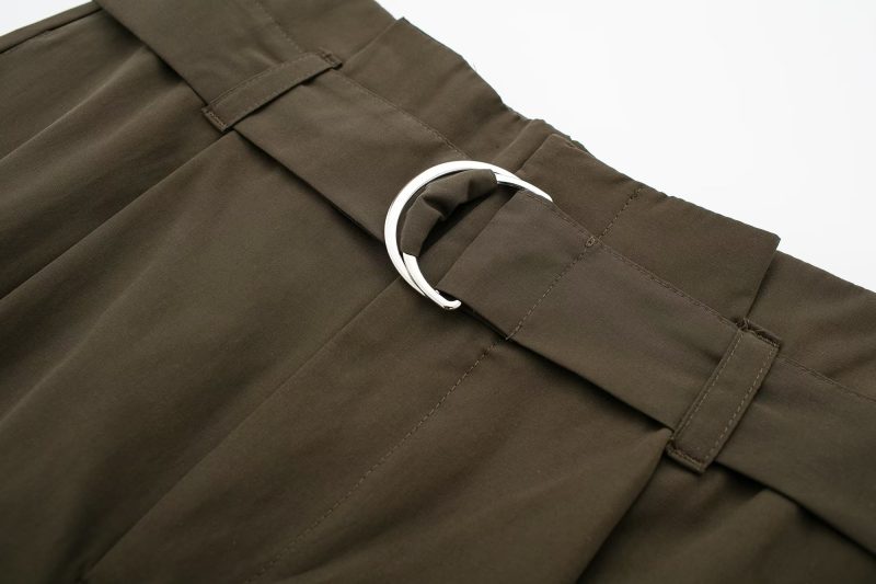 Summer Women Clothing Commuting Army Green Straight Cargo Pants - Image 10