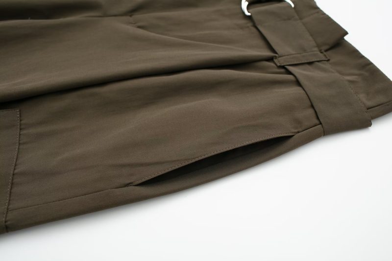 Summer Women Clothing Commuting Army Green Straight Cargo Pants - Image 11