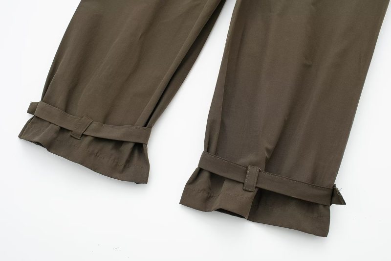 Summer Women Clothing Commuting Army Green Straight Cargo Pants - Image 12