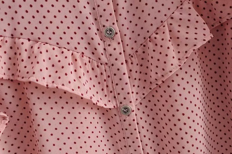 Fall Women Clothing Laminated Decoration Polka Dot Shirt - Image 4