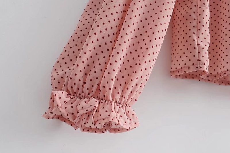 Fall Women Clothing Laminated Decoration Polka Dot Shirt - Image 5