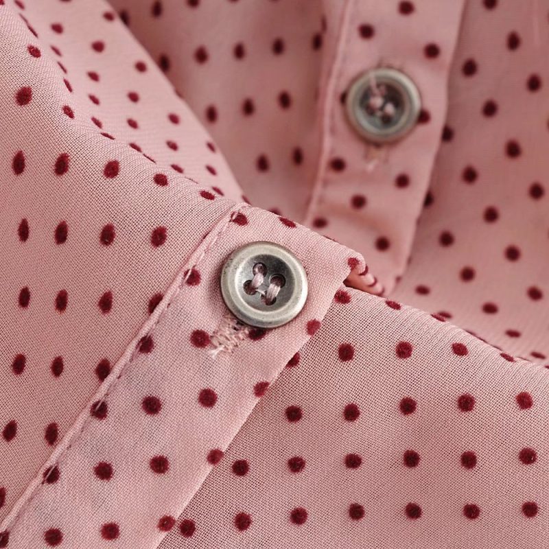Fall Women Clothing Laminated Decoration Polka Dot Shirt - Image 7
