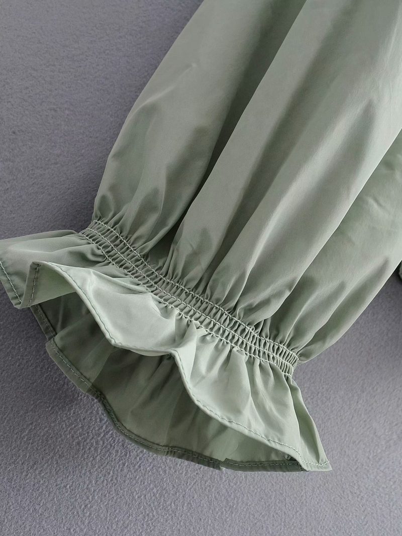 Women Autumn Satin Square Collar Long Sleeve Shirt - Image 7