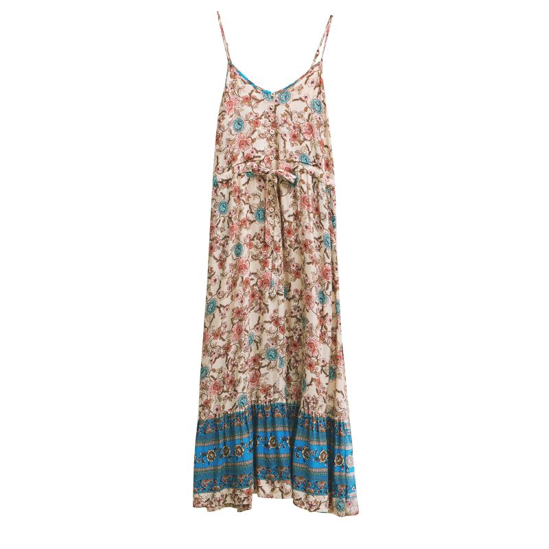 Dress Summer Bohemian Vacation Split Sling Maxi Dress - Image 4