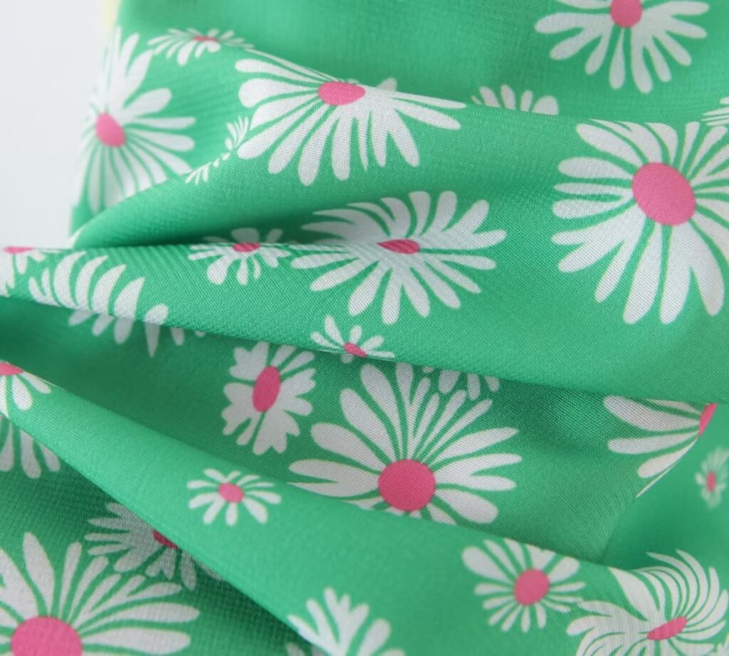 Spring Summer Deep V Plunge Green Daisy Color Matching Slim Holiday Mid Length Split Dress - Image 12