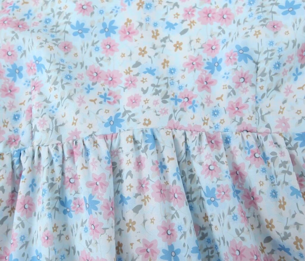Women Pleated Loose Slimming Round Neck Puff Sleeve Floral Dress - Image 10