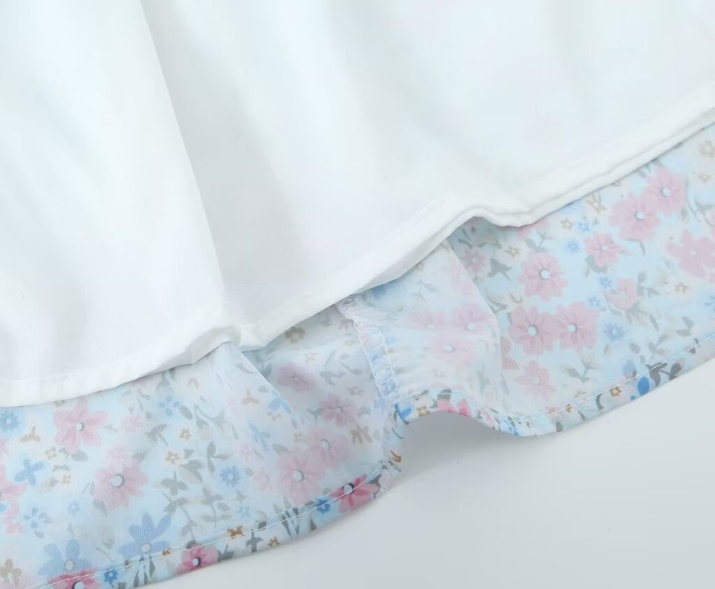 Women Pleated Loose Slimming Round Neck Puff Sleeve Floral Dress - Image 14