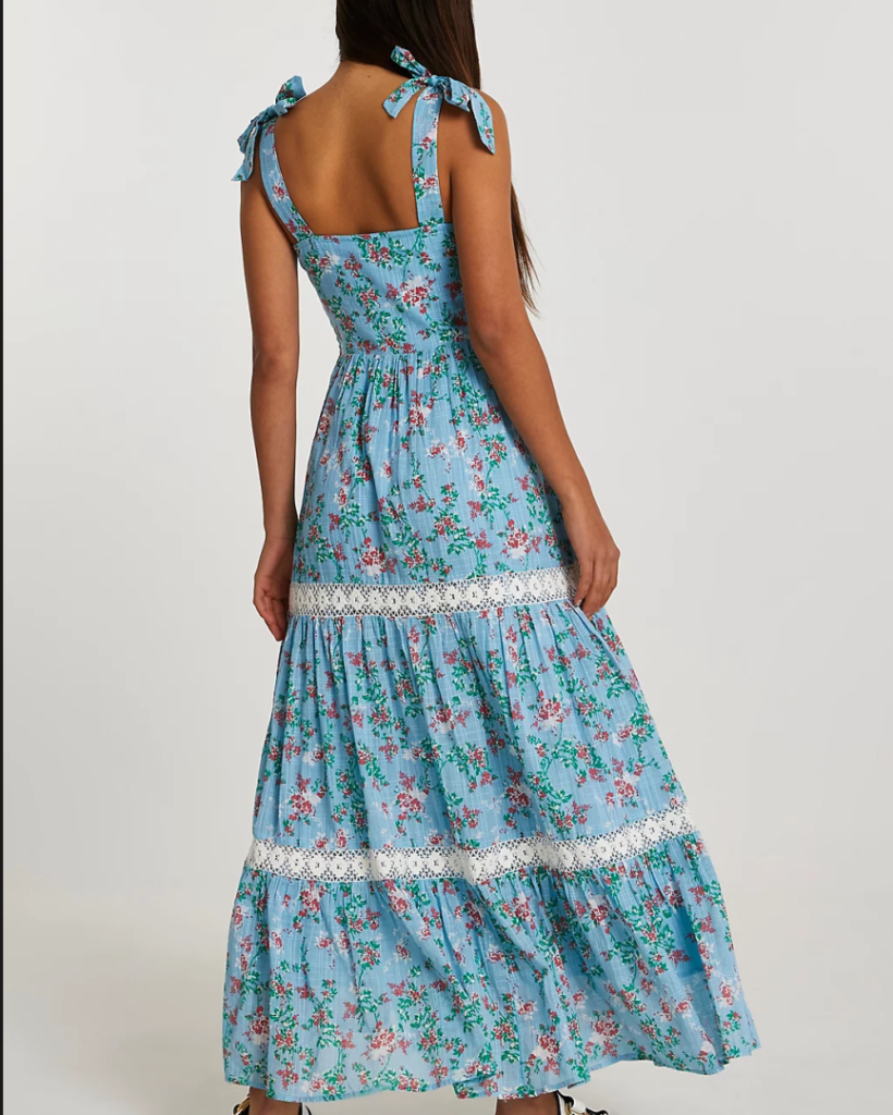 Spring Autumn Floral Strap Dress Vacation Seaside Lace Printed Dress - Image 2