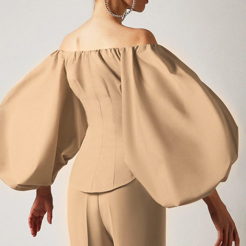 French Long Bubble Lantern Lou Jian Women Clothing Shirt  Puff Sleeve - Image 4