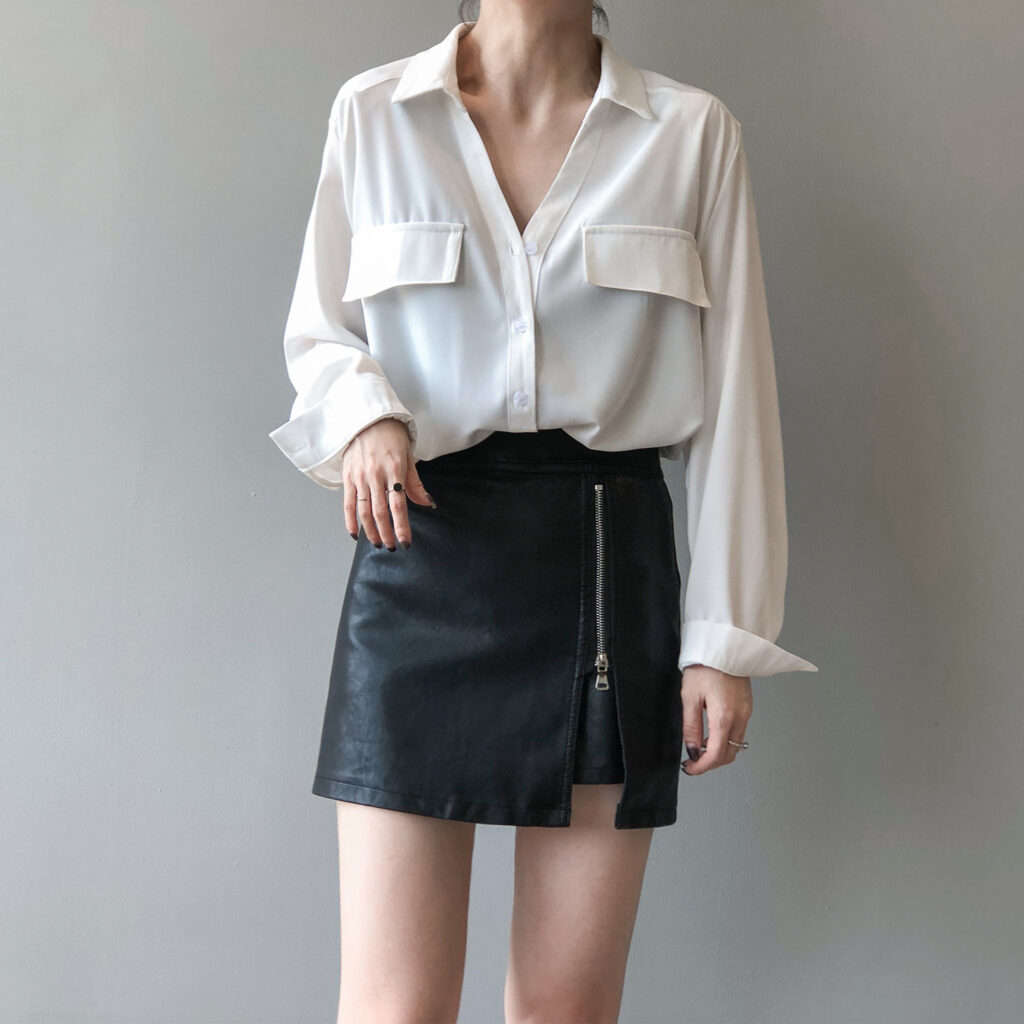 Spring Korean Retro Simple Shirt Women Solid Color Elegant Slim-Fit Long Sleeves Shirt Women - Image 2