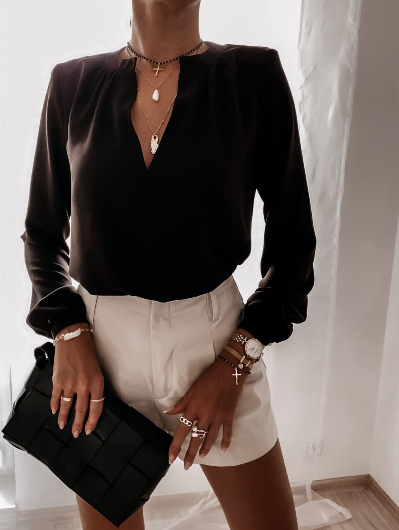 Spring Autumn Loose Long Sleeve V-neck Pullover Shirt Shirt For Women - Image 2
