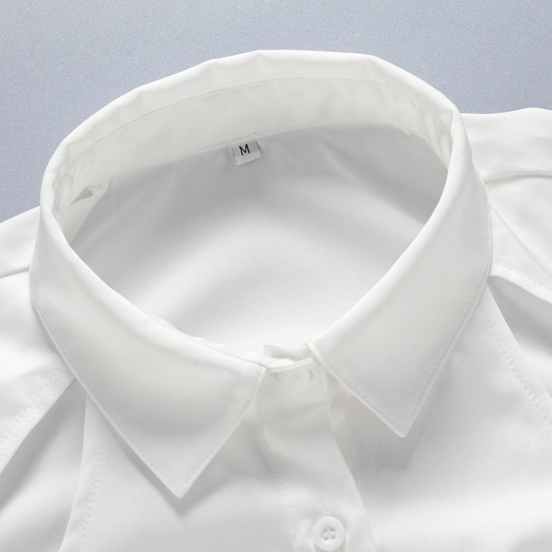 Spring Long Sleeve White Shirt Women Waist-tight Exposed Back Cutout Out Strap Shirt Top - Image 4