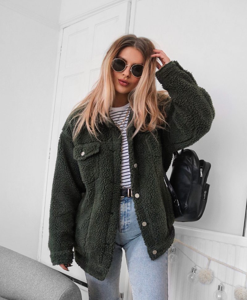 Lamb Wool Winter Women Teddy Fur Coat Warm Trendy Furry Pink Lady Coat Jacket Pocket Short Faux Fur Coat Outerwear - Image 3