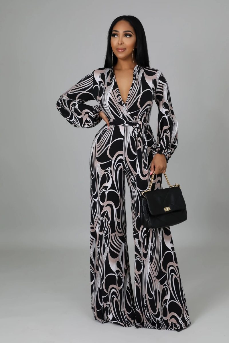Printed Loose Casual Women Jumpsuit - Image 4