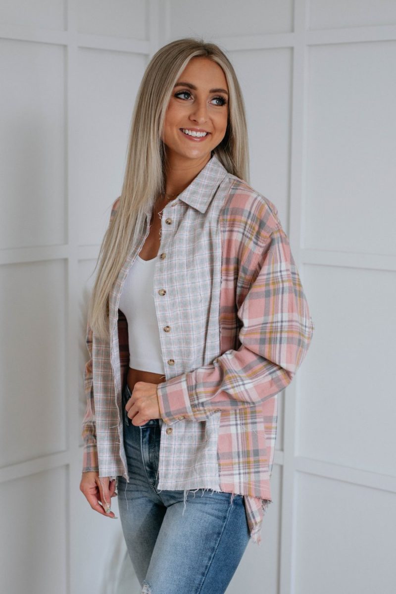 Spring Autumn Polyester Cotton Plaid Multi-Color Mosaic  Cardigan Single-Breasted Shirt - Image 4