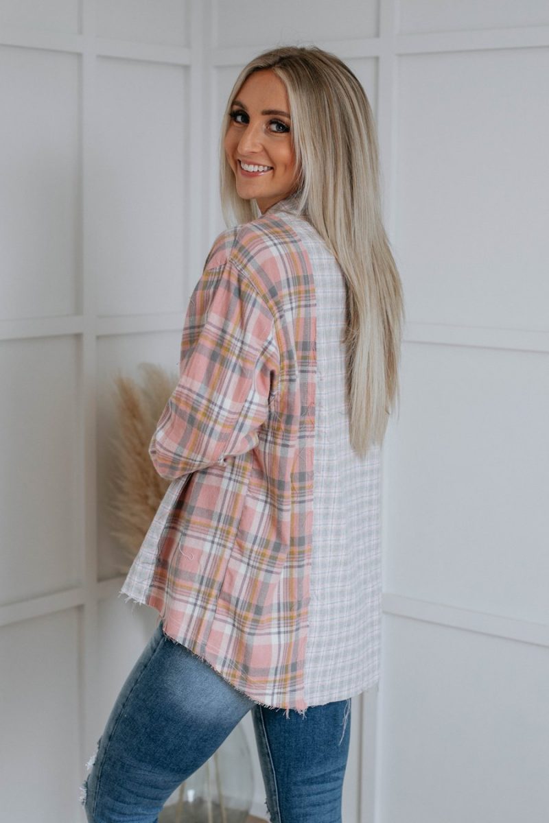 Spring Autumn Polyester Cotton Plaid Multi-Color Mosaic  Cardigan Single-Breasted Shirt - Image 5