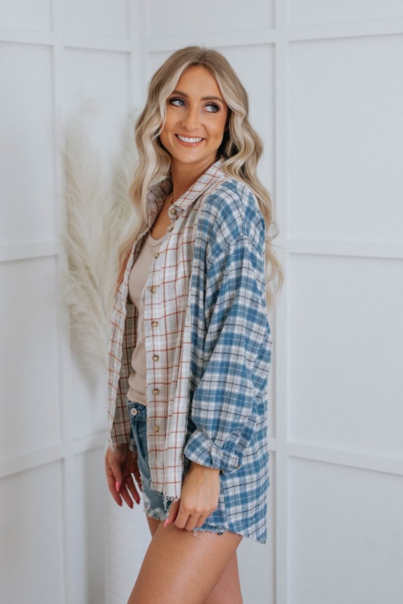 Spring Autumn Polyester Cotton Plaid Multi-Color Mosaic  Cardigan Single-Breasted Shirt - Image 6