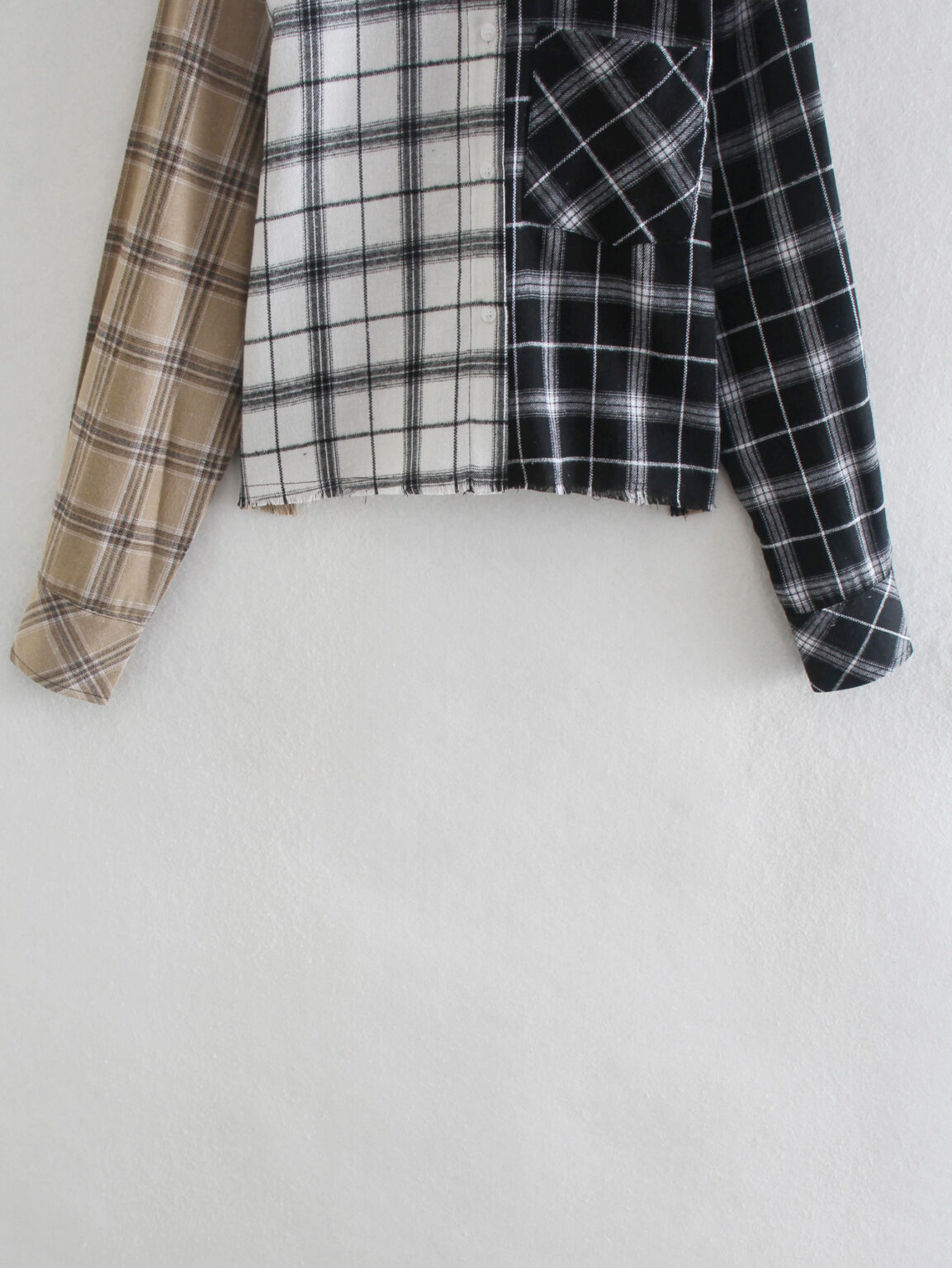 Women Clothing Loose Casual All-Matching Turn-down Collar Long Sleeve Color-Contrast Check Shirt - Image 2