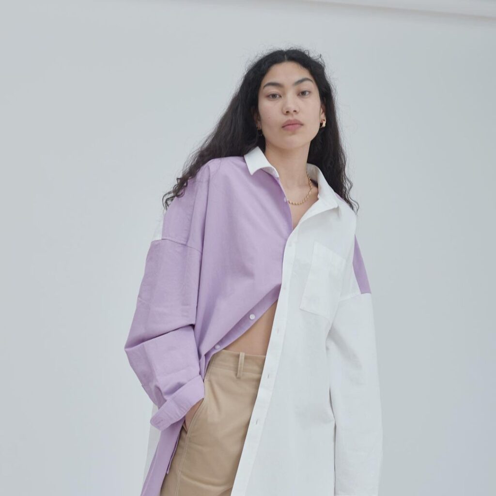 Spring Contrast Color Shirt Single-Breasted Long Shirt - Image 6