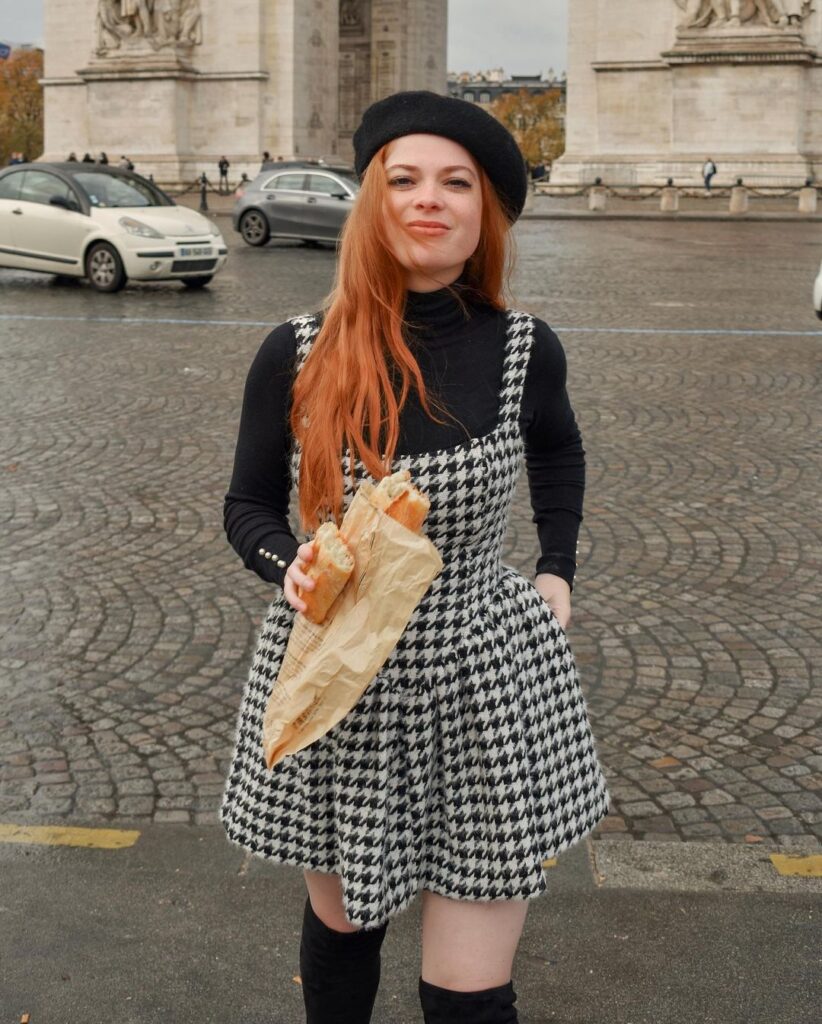Spring Autumn Classic High Waist A- line Bubble Dress Short French Retro Houndstooth Nipped-Waist Suspender Dresses - Image 3