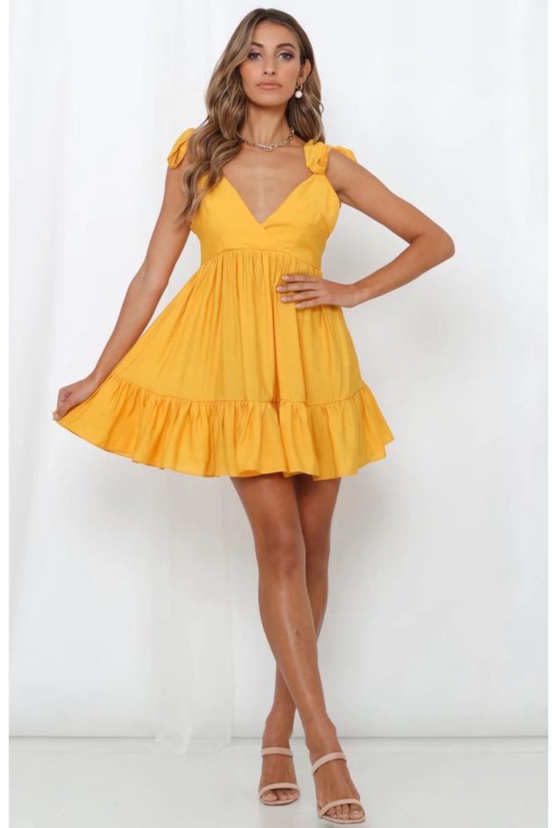 Sundress Spring New Strap Dress V-neck Backless Lace up - Image 4
