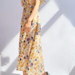 Autumn New Fashion Small Floral Tie-Neck Waist Trimming below the Knees Kikyou Dress Women