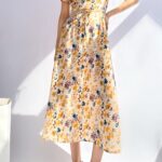 Autumn New Fashion Small Floral Tie-Neck Waist Trimming below the Knees Kikyou Dress Women - Image 3