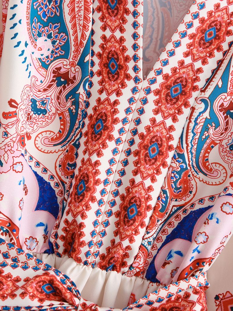 Spring Autumn New  Women  Clothing Fashion Long Sleeve V-Neck Positioning Print Dress - Image 6