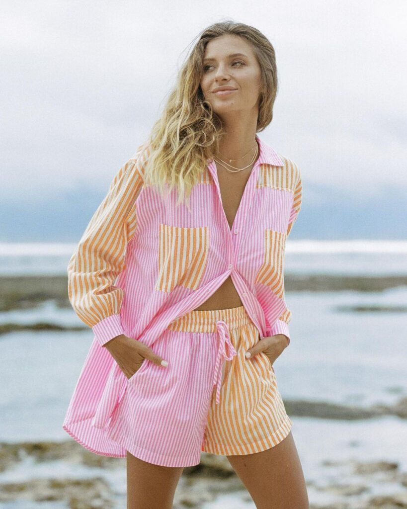 Women Clothing New French Minority Mixed Color Stripe Long Sleeve Shirt Loose Slimming - Image 4