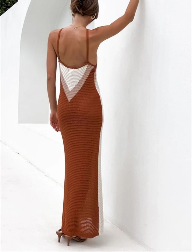 Crochet Summer New  Long Knitted Dress Stitching Bikini Beach Dress Crochet - Image 2
