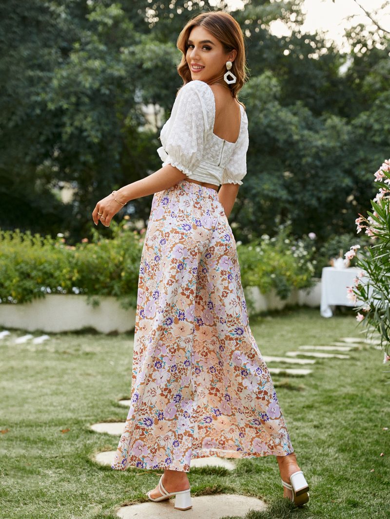 Bohemian Women High Waist Pants Leopard Print Wide Leg Flowing Pants - Image 3