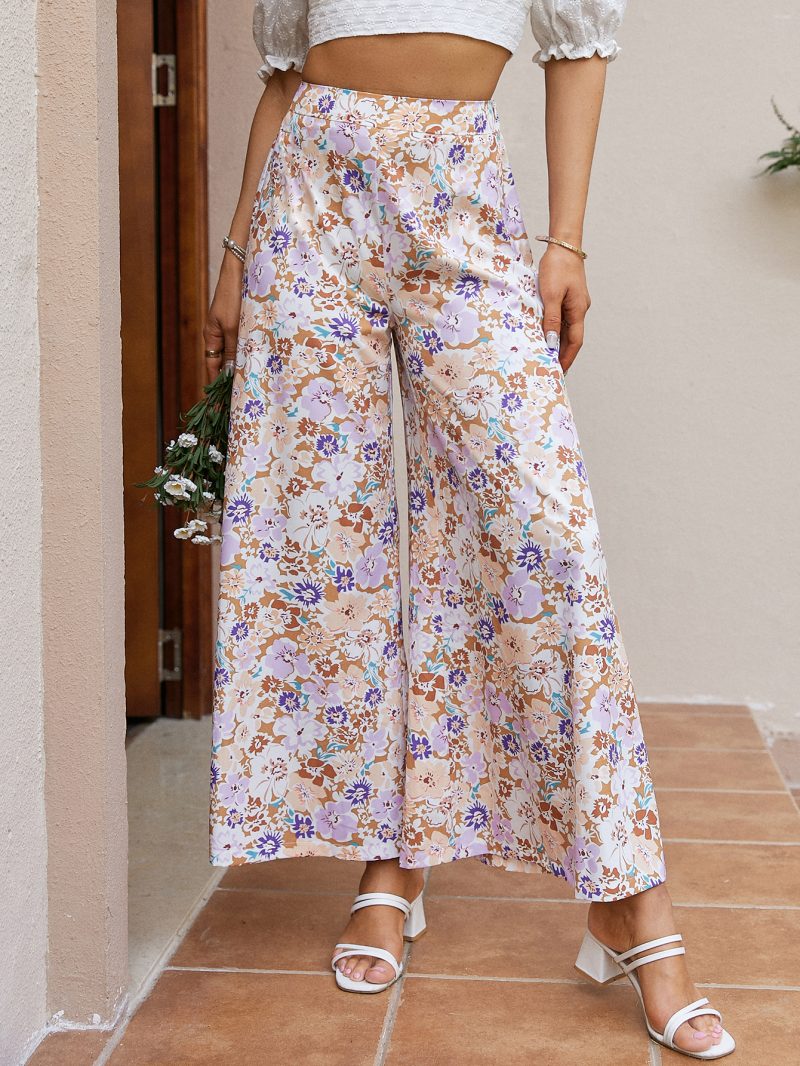 Bohemian Women High Waist Pants Leopard Print Wide Leg Flowing Pants - Image 6