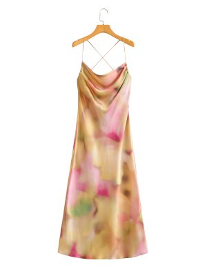 Spring Women New Tie-Dyed Strap Dress